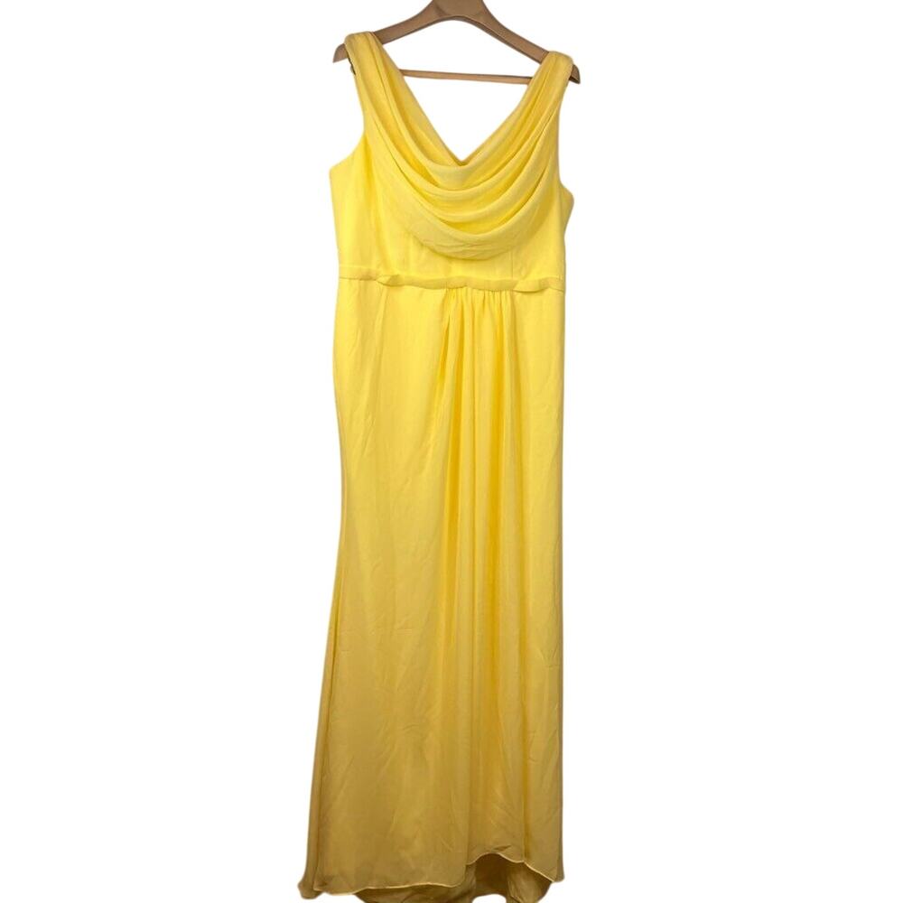 Stacees Sheath Dress Women's SIZE 16 Yellow Solid Draped Neck Maxi Sleeveless